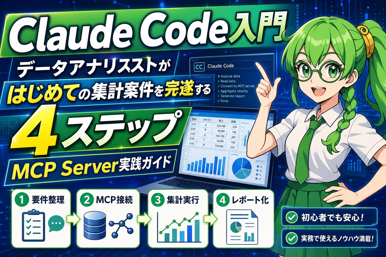 Claude Code入門｜データアナリストがはじめての集計案件を完遂する4ステップ｜MCP Server実践ガイド