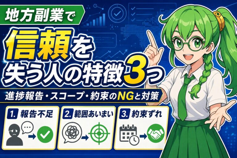 地方副業で信頼を失う人の特徴3つ｜進捗報告・スコープ・約束のNGと対策